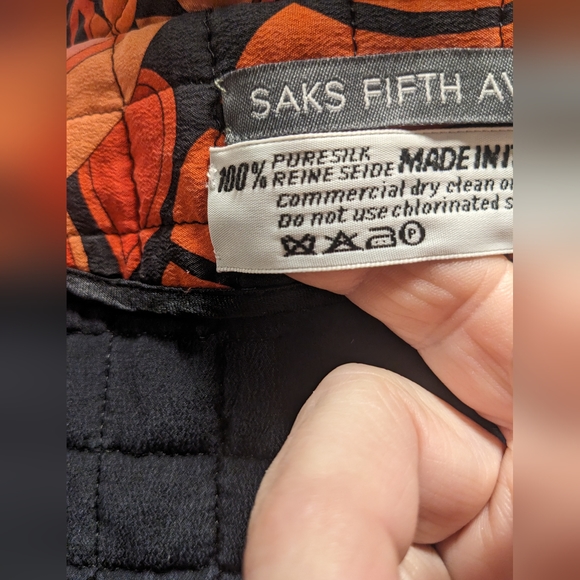 Saks Fifth Avenue 100% Silk Print Jacket made in Italy Sz 14 - Picture 9 of 11